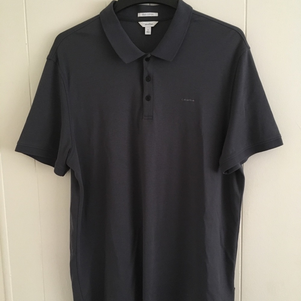 Calvin Klein 'Liquid Cotton' Grey Polo Shirt